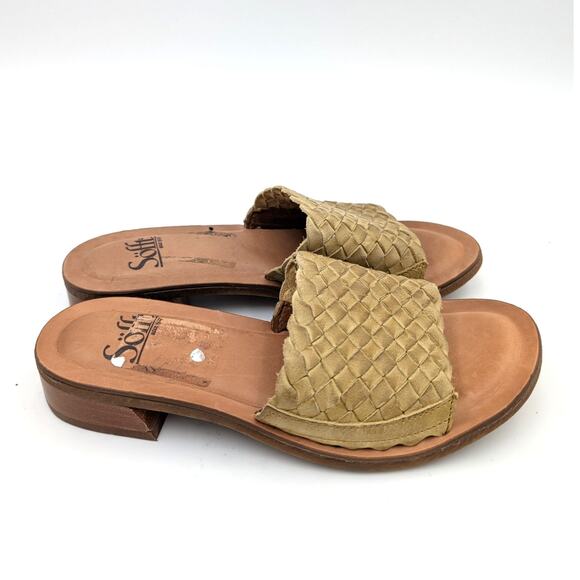 Sofft Ardee Woven Slide Sandals Mojito Green Leather Open Toe Size US6.5 EU37 - Picture 3 of 11